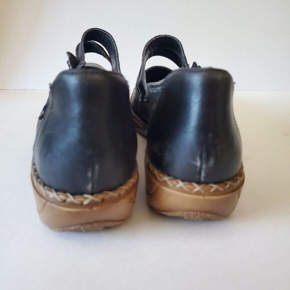 RIEKER Antistress Black Leather Mary Jane Flats Women's EU 42 US 11-12 Laser Cut - Picture 8 of 16